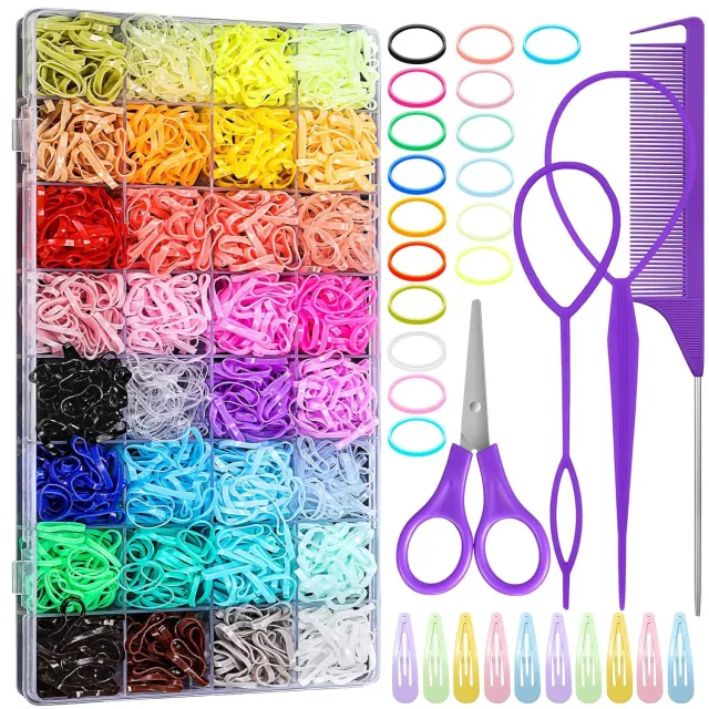 32 Colors Small Hair Rubber Bands With 16 Hair Styling Tools, Elastic Girl Baby Hair Ties Mini Hair Bands With Hair Elastic Cutter Hair Accessories... - Shop at LoveMi