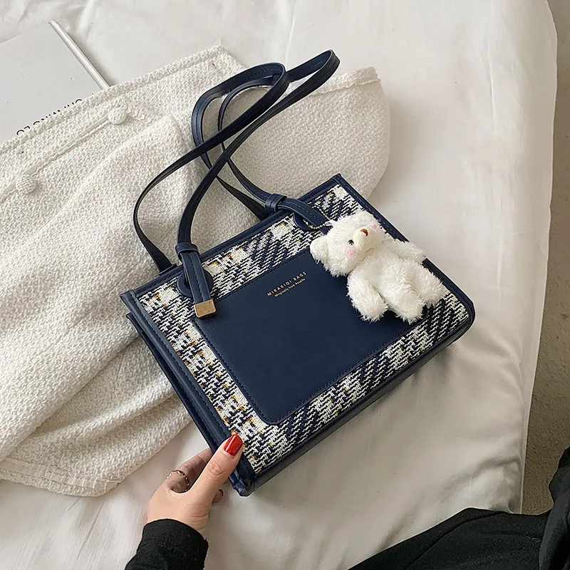Small Bag Female Bag All-match Single Shoulder Bag Tote Small Square Bag - Blue