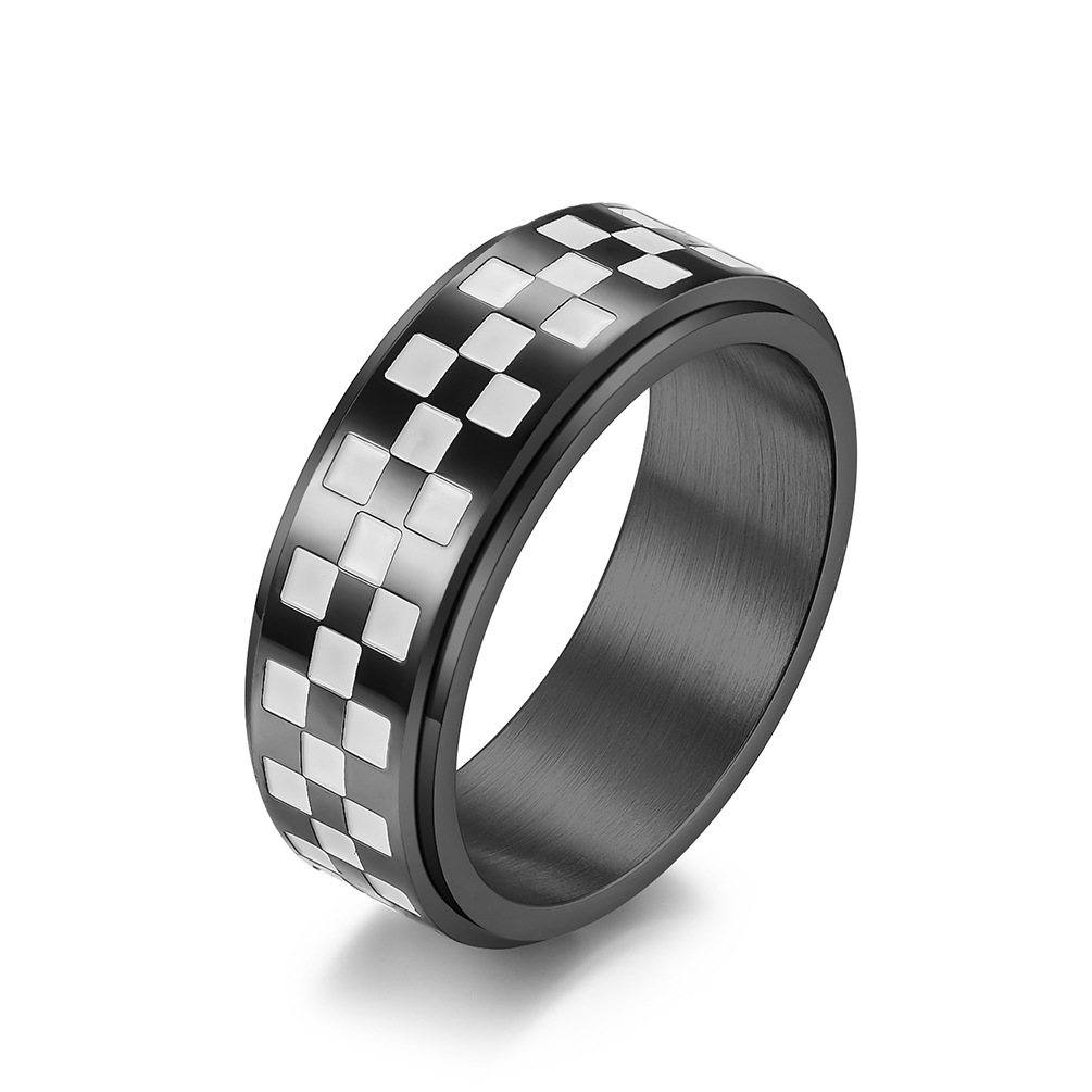 Title 2, Black And White Check Stainless Steel Rotating ...