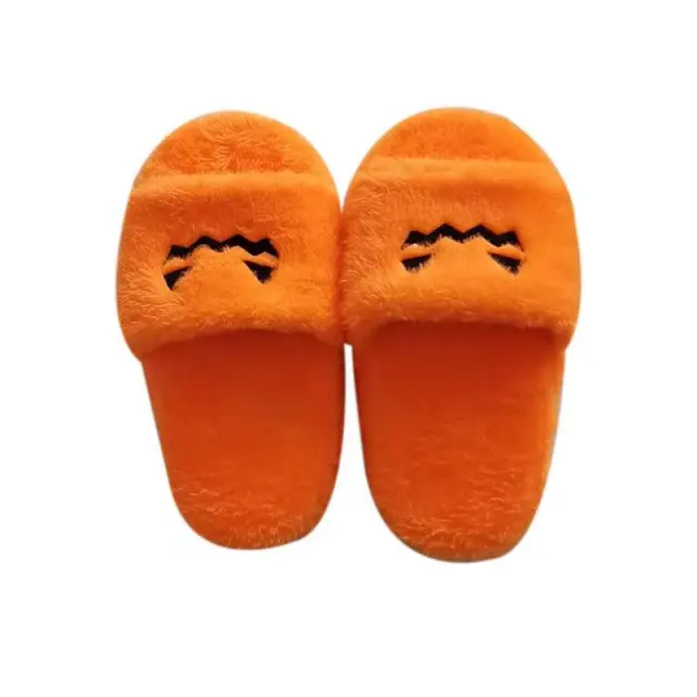 Comfortable Pumpkin Cute Plush Flip Flops Orange - Shop at LoveMi