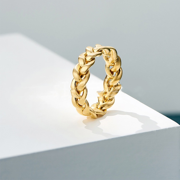 Title 2, Ins Wind Plated 18k Gold Fried Dough Twist Ring