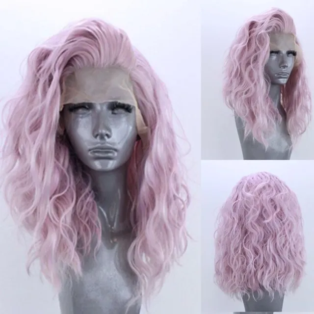 Women's Chemical Fiber Front Lace Wig Headgear Purple Pink - Shop at LoveMi