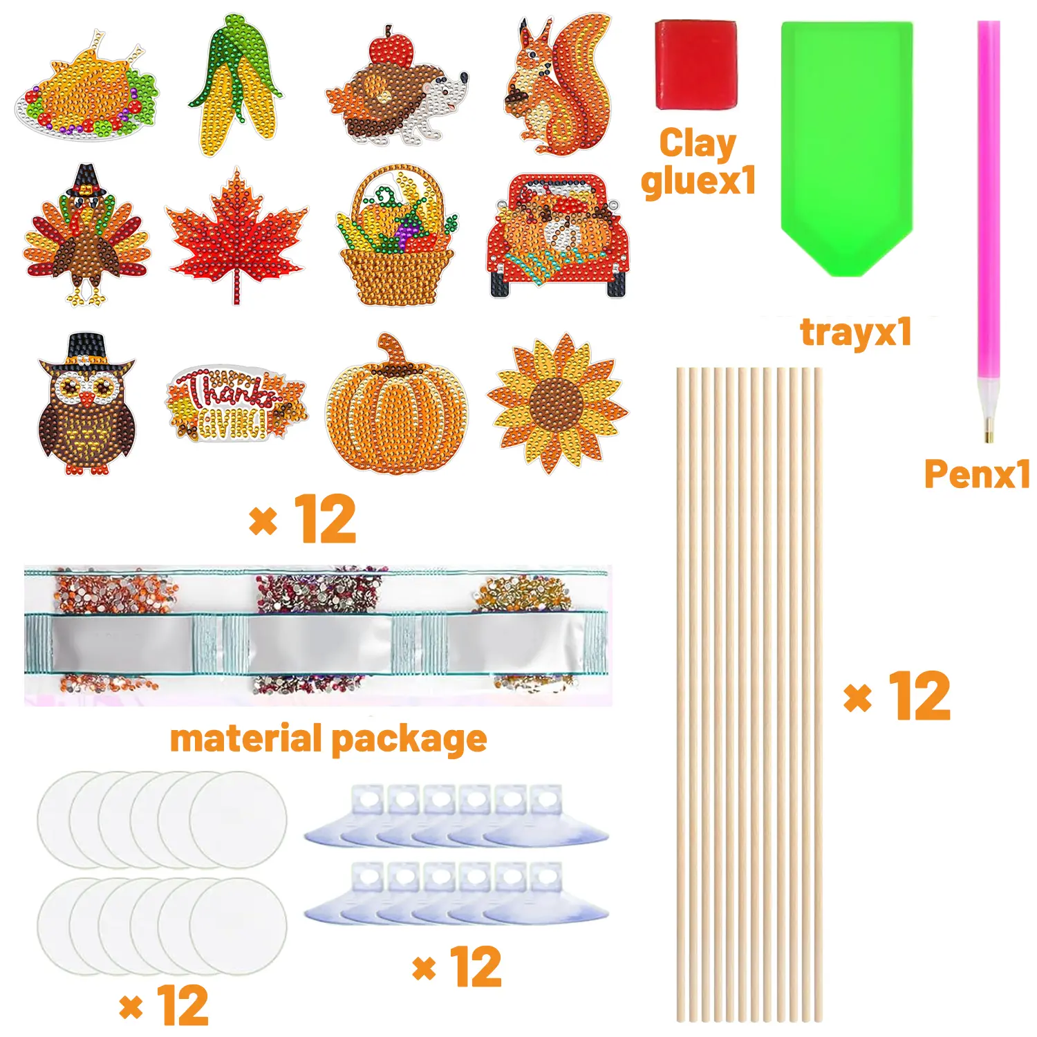 12 Packs Rhinestones Painting Art Kit