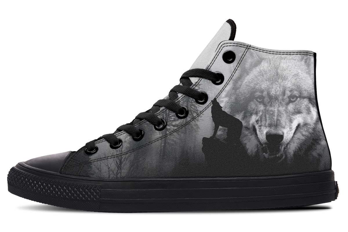 Men's And Women's Fashion Color Printing High-top Canvas Shoes