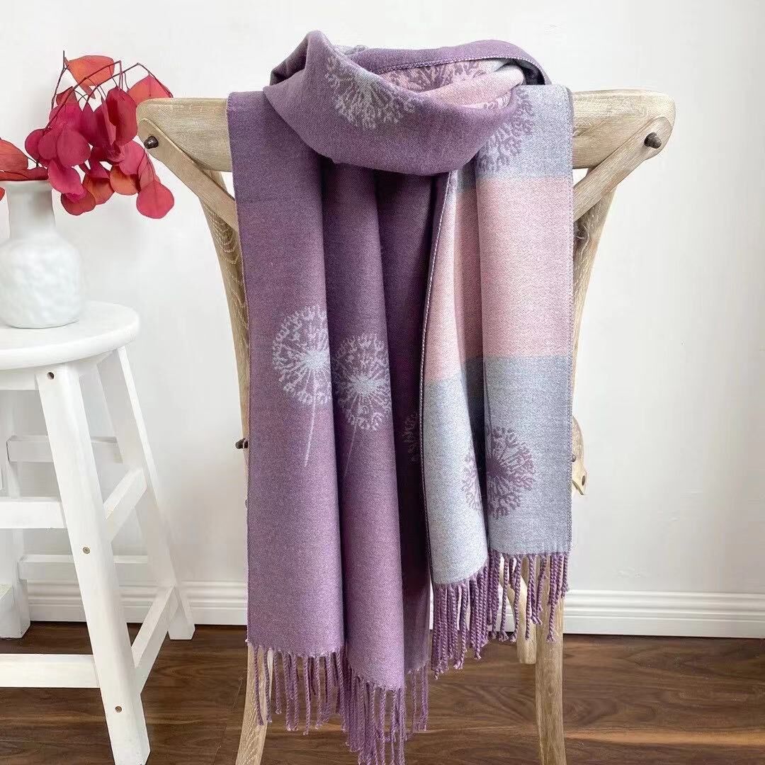 Ladies Warm Double-sided Cashmere Multicolor Scarf