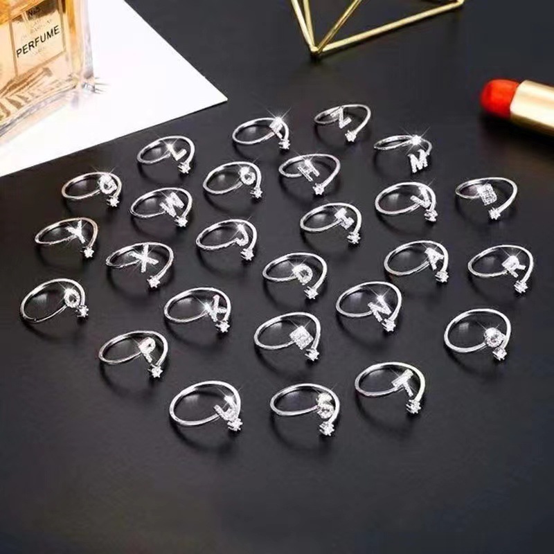 Title 4, 26 Letters Sterling Silver Ring for Women Affor...