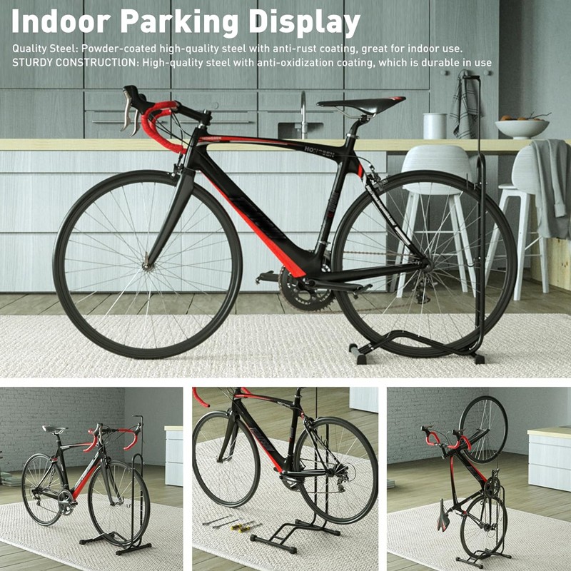 Vertical Bike Stand Bicycle Rack Steel Holder Floor Parking Storage Stand Hooks
