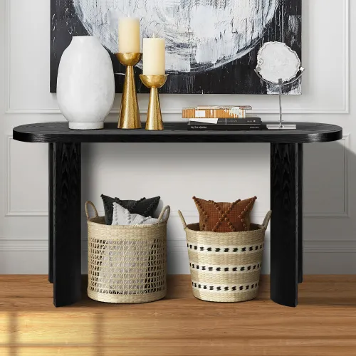 60 Thick Top Entryway Table, Curved Legs, Support The Installation Of Inward-facing Or Outward-facing For Sofas, Entryway