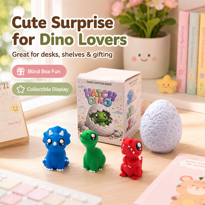 1PC Mystery Dinosaur Collectible Figure, 3D Printed Mini Dino With Reusable Egg Storage Shell And Gift Box, Random Style
