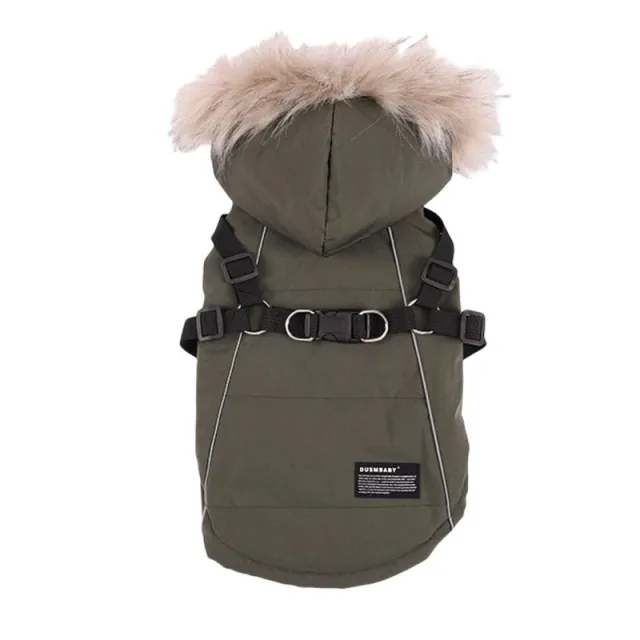 Dog Outfit With Fur Tie Hat Vest Army Green - Shop at LoveMi