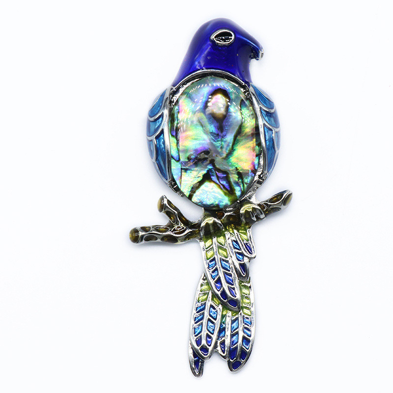Gem Brooch Pendant, Crystal Agate, Shell, Magpie Inlaid Gemstone Alloy Pendant, Brooch, Necklace — foto 7