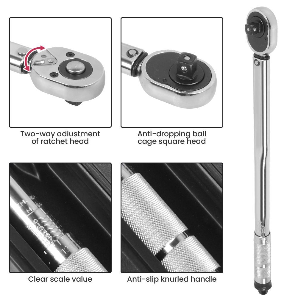 7pcs 1 2 Inch Ratcheting Torque Wrench 28 - 210Nm With 17 19 21mm Drive Socket — image 8