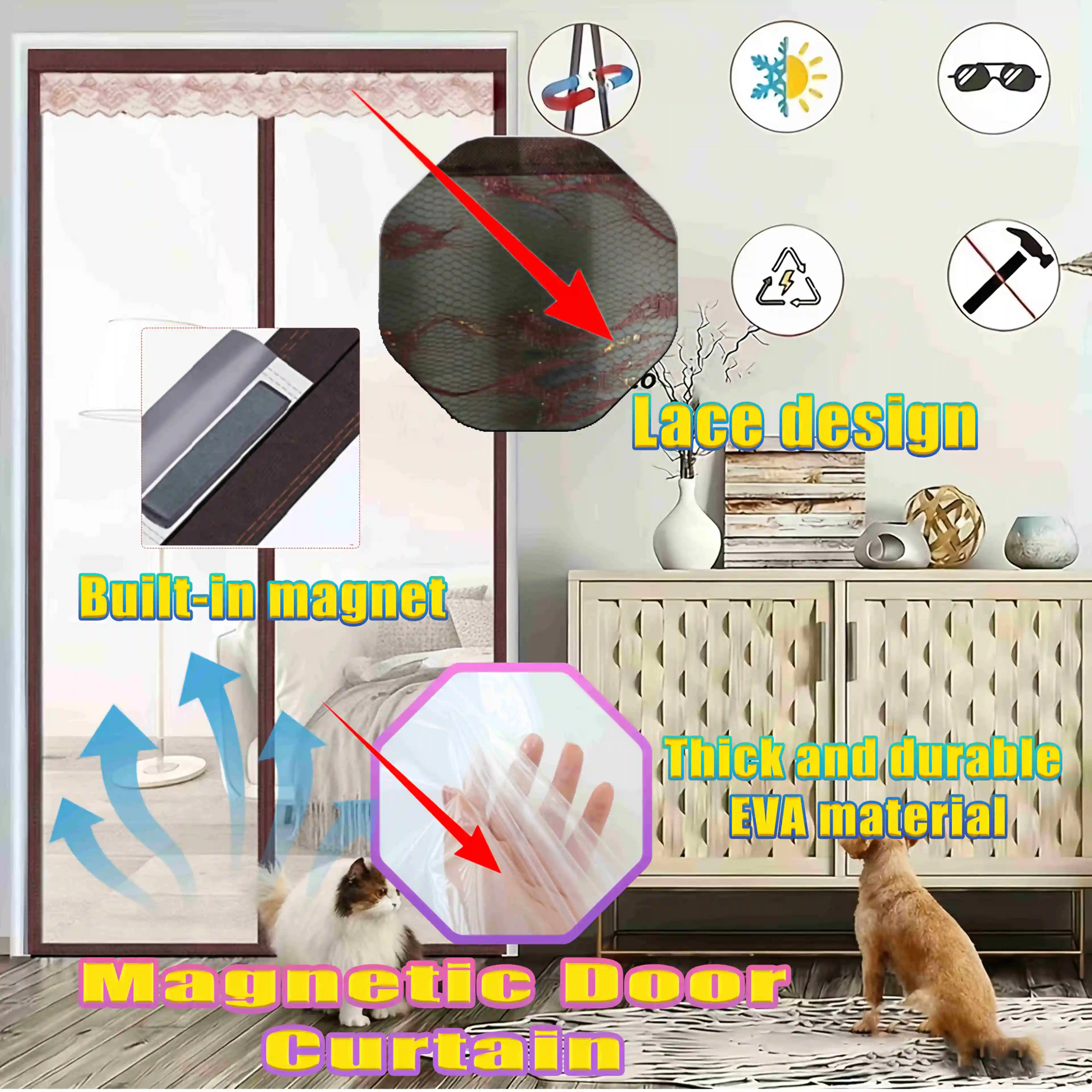 Summer Heat Insulation Magnetic EVA Door Curtain