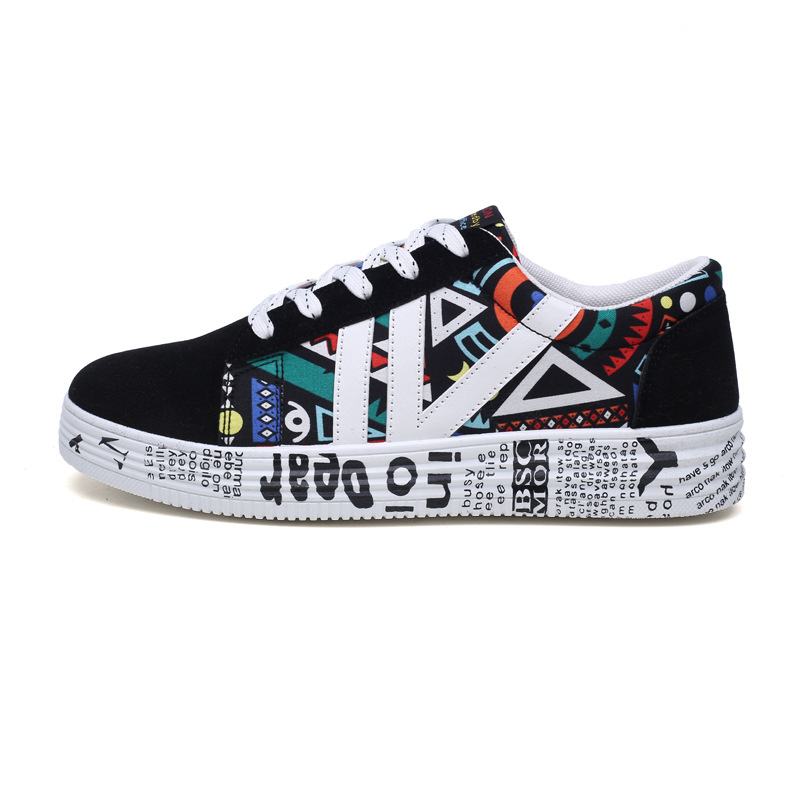 Title 6, New autumn fashion graffiti low-cut canvas shoes