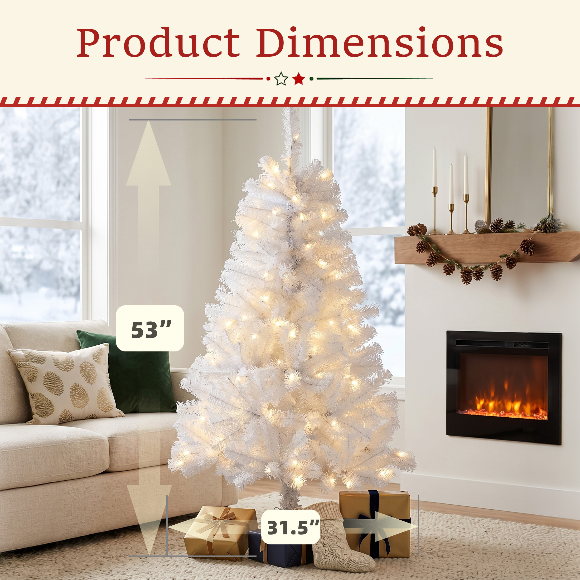 Prelit Christmas Tree, Realistic Spruce, With Metal Stand 2