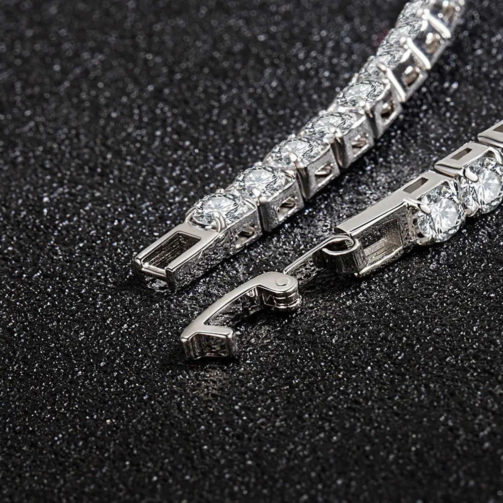 Two Rows Of Three Flashing Zircon Bracelet Simple Gem