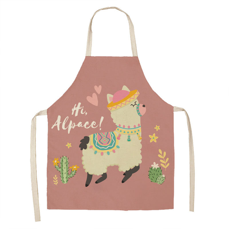 Title 16, Alpaca Cartoon Cotton Linen Apron Sleeveless An...