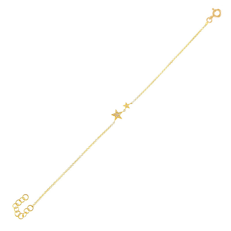 Twisted W-shaped Star Five-pointed Star Double Star Diamond Bracelet