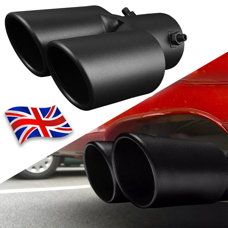 Dual Outlet Exhaust Tip Tail Muffler For 1.4-2.5 Inch Silver Stainless Steel — image 5