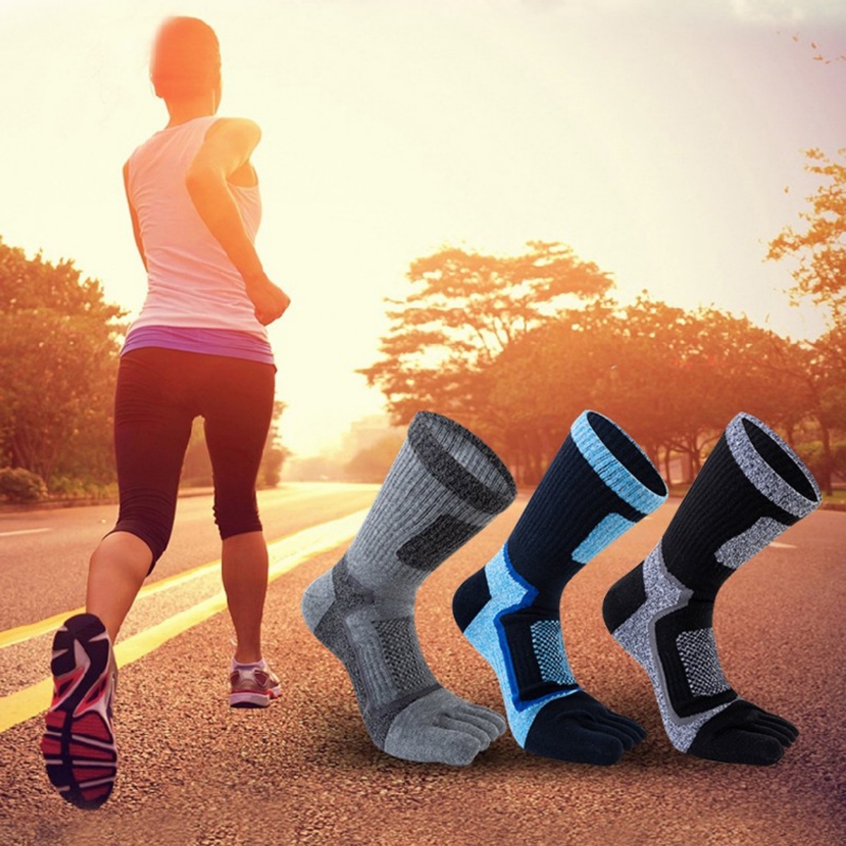 5Pairs Mens Cotton Blend Athletic Running Sports Socks Finger Toe Sock — image 6