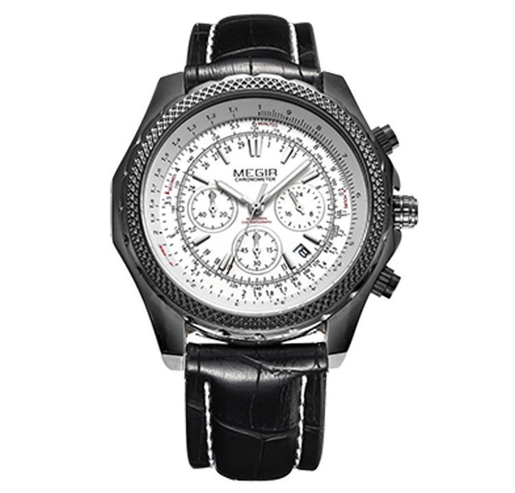 ساعة يد كوار츠 مقاومة للماء بتصميم متعدد المراتب وتقويم مزيف ثلاثي العيون للاستخدام الخارجي