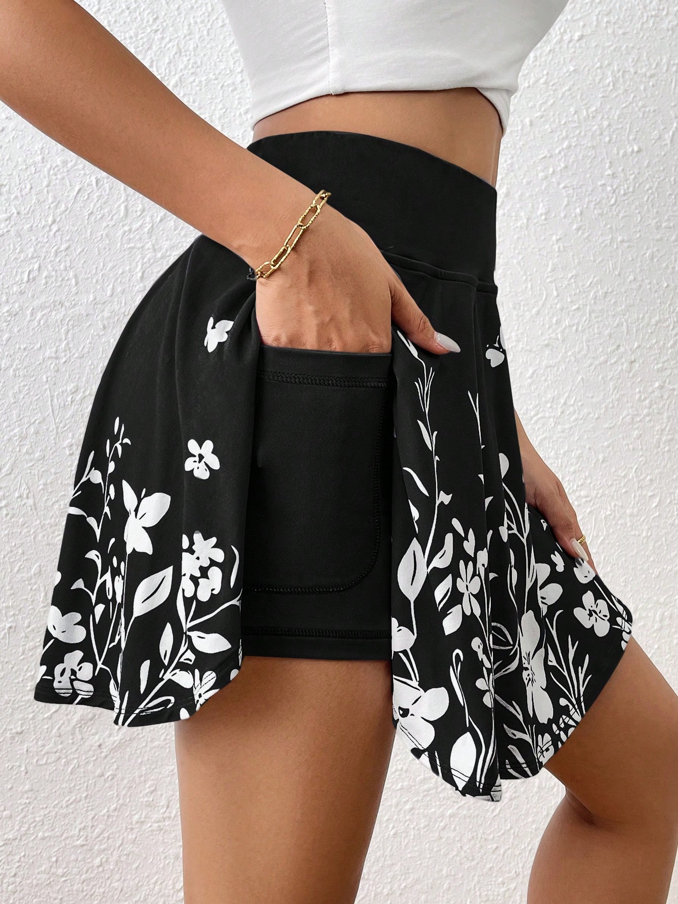Pocket Minimalist Flower Printed Shorts With Pockets Shorts Inside Out Back To School Outfits