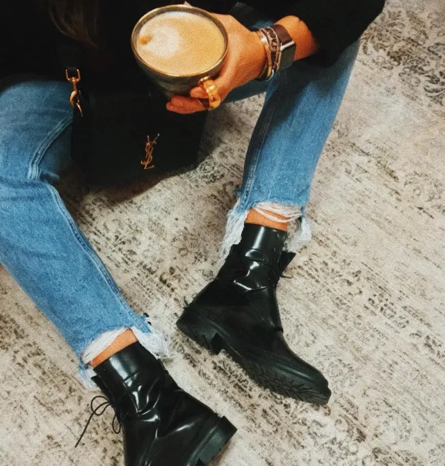 Low heeled Thick Heel 34 43 Casual Low top Women's Boots With Front Ties Black - Shop at LoveMi