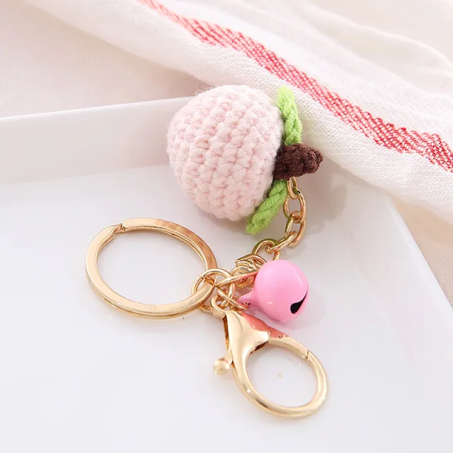 Wool Ball Keychain Pendant Chain Creative Fruit Fruit Peach - Shop at LoveMi