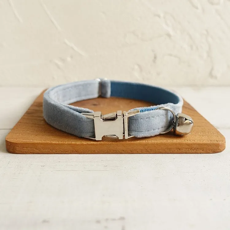 Soft and comfortable adjustable pet collar - Sky Blue Thick Velvet