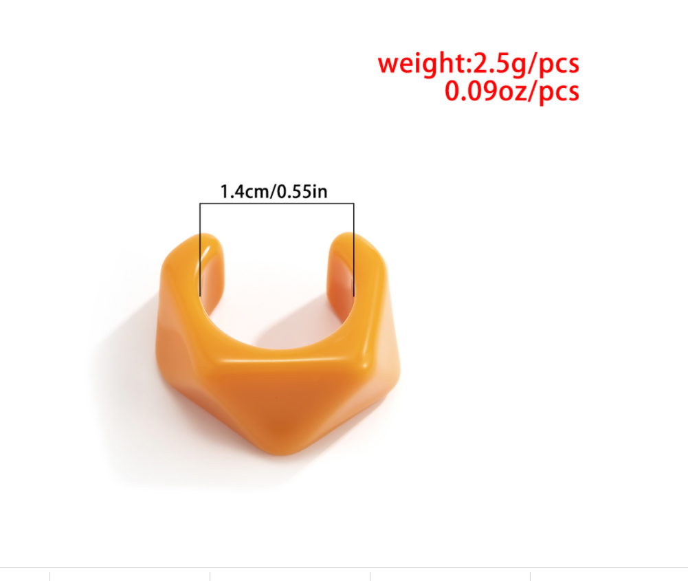 Geometric Diamond Candy Color Acrylic Ring