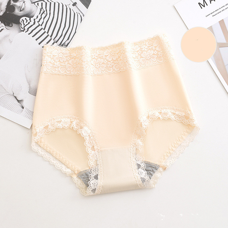 Title 7, High-waisted Cotton Briefs With Lace Crotch