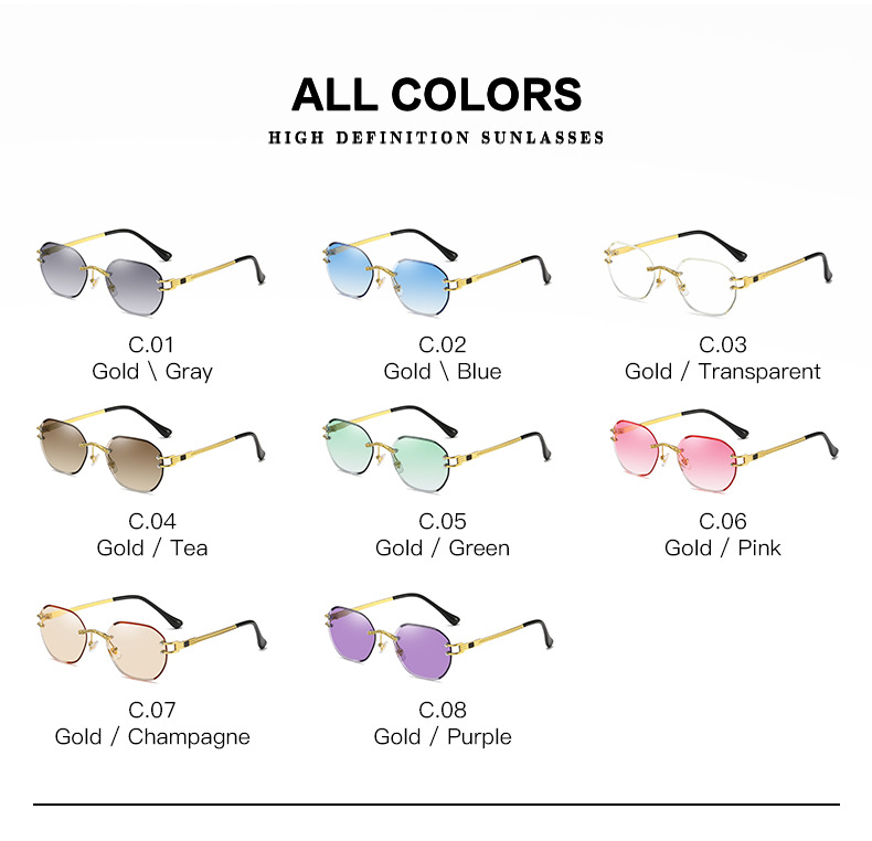 Title 6, Ocean Sheet Cut-Edge Rimless Sunglasses