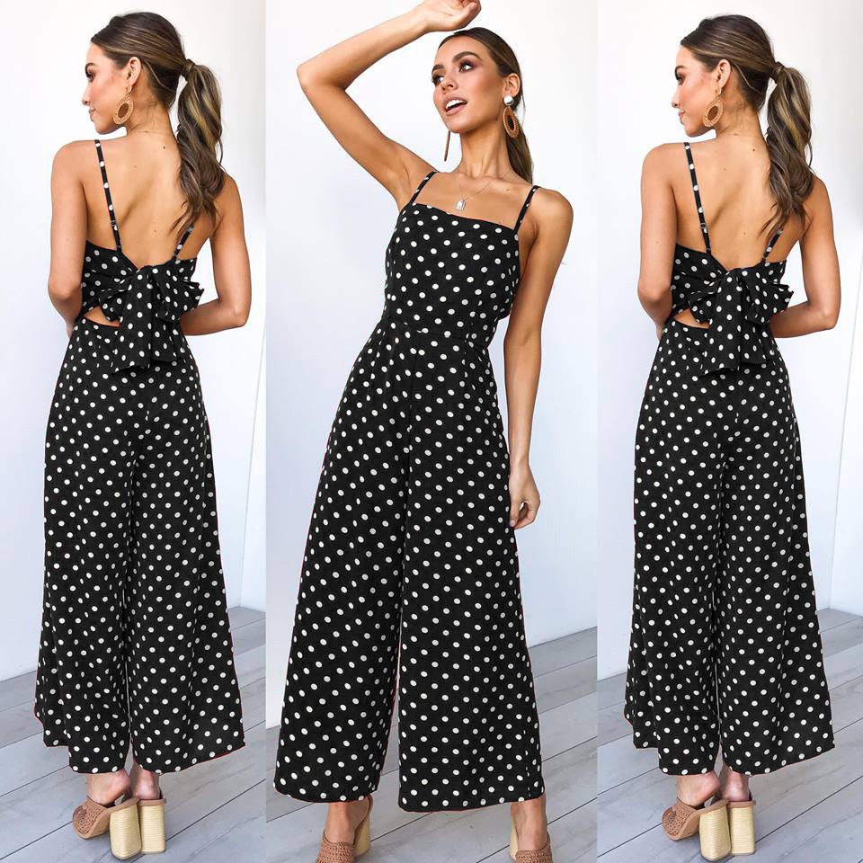 Title 10, Polka Dot Sling Sexy Backless Straight Jumpsuit...