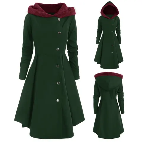 Bombshell Christmas Trench Women's Long Hooded Coat Woman