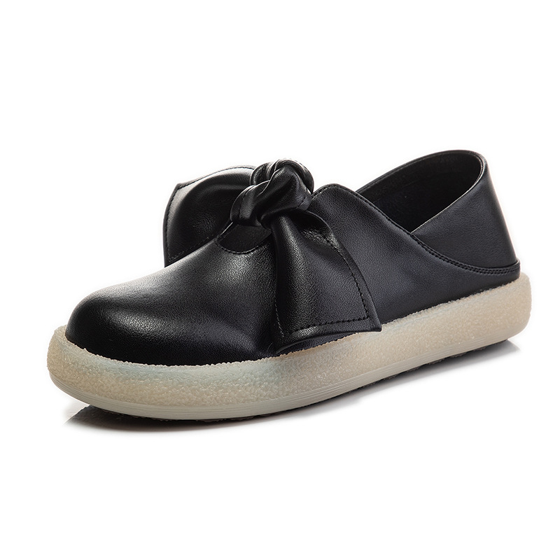 Bowknot Autumn Soft Leather  Flat  One Pedal Casual Single Shoes Women's Trend
