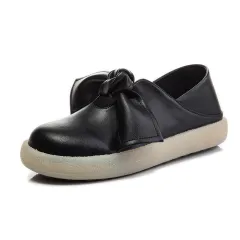 Bowknot Autumn Soft Leather Flat One Pedal Casual Single Shoes Women's Trend - Black - View 1