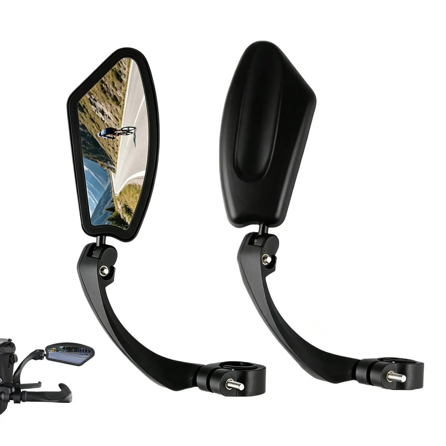 Mountain Bike Bicycle Rearview Mirror Rotaty Diamond Road Handlebar Bicycle Rear View Glass Cycling Fits Hybrid Recumbent Bike Urban Bicycle