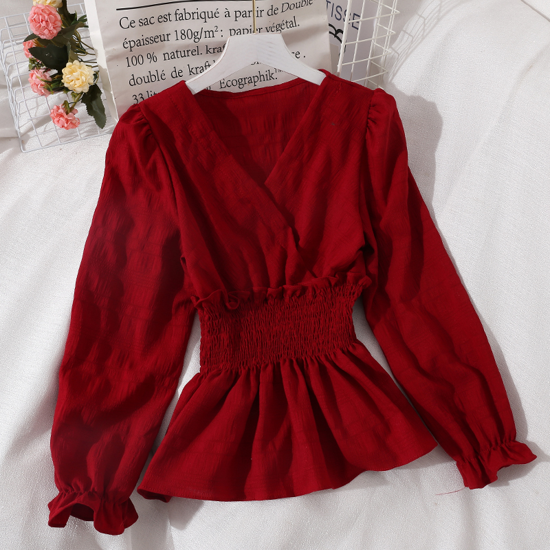 Puff Sleeve Tunic With Ruffled Blouse