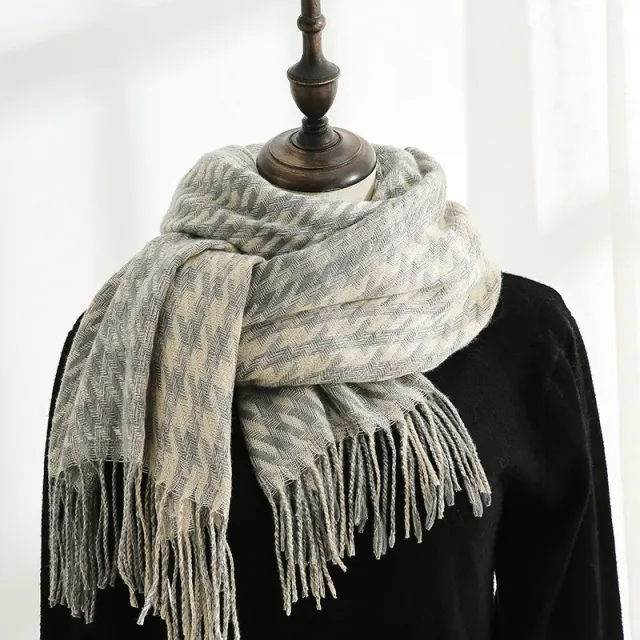 Women's Cashmere Sweet Mid Length Plaid Scarf Light Yellow - Shop at LoveMi