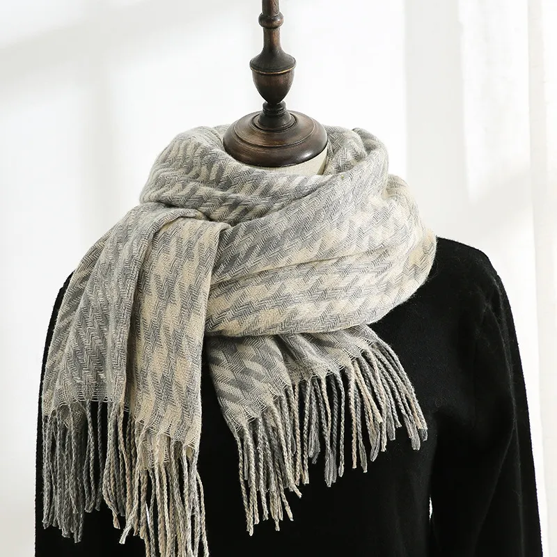 Women's Cashmere Sweet Mid Length Plaid Scarf - Light Yellow