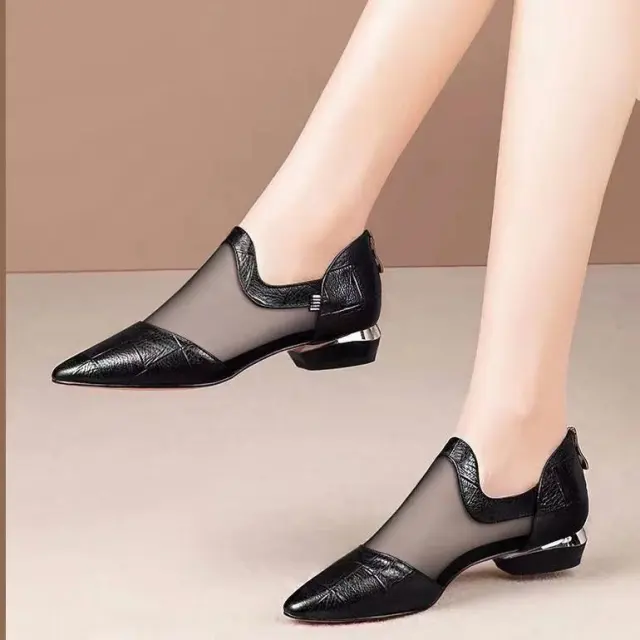 Soft Leather Flat Heel Net Boots Women''s Hollow Flat Bottom Sandals 13Style 38 - Shop at LoveMi
