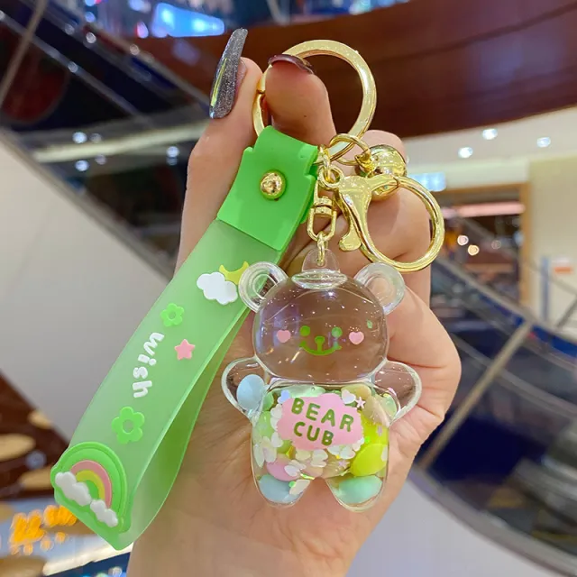 Liquid Into The Oil Bear Keychain Car Doll Bag Pendant Into The Oil Beargreen - Shop at LoveMi