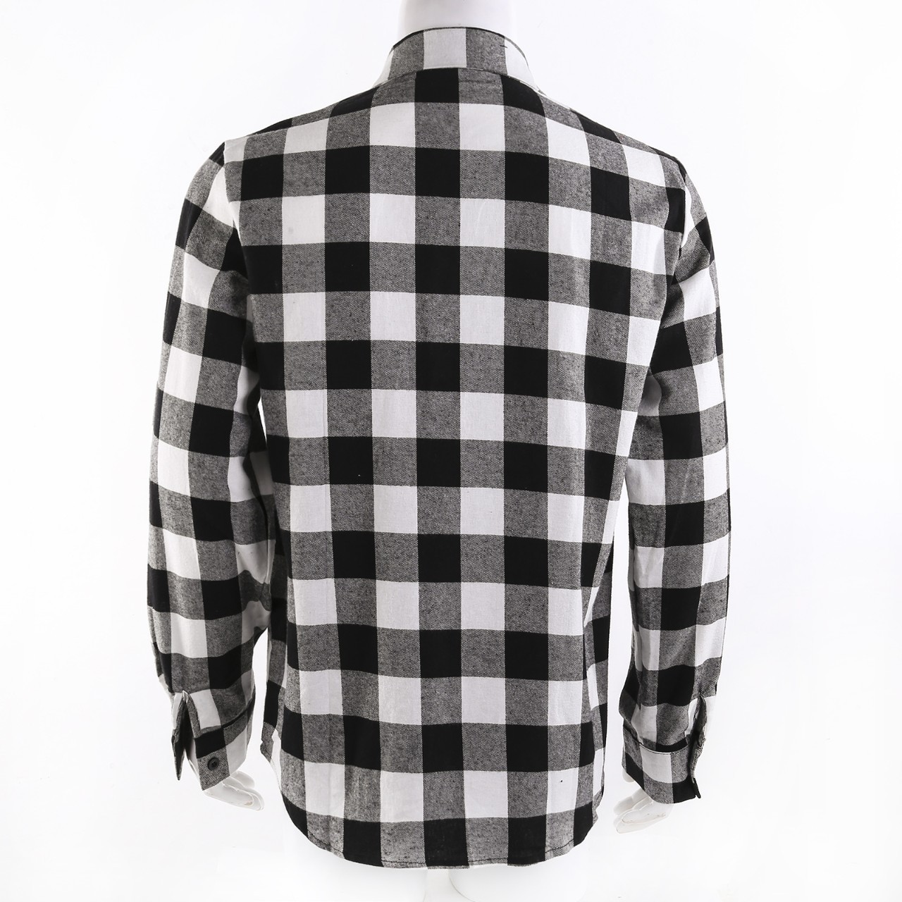 Red Plaid Shirt Stand Collar Loose Single Breasted Black And White Grid - Shop at LoveMi