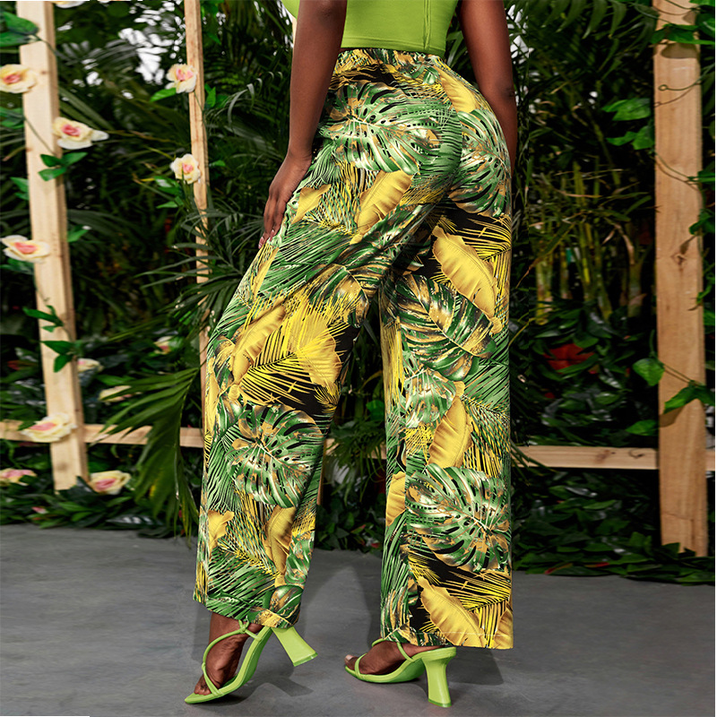 Spring And Summer New Printed Yoga Casual Pants Straight Trousers