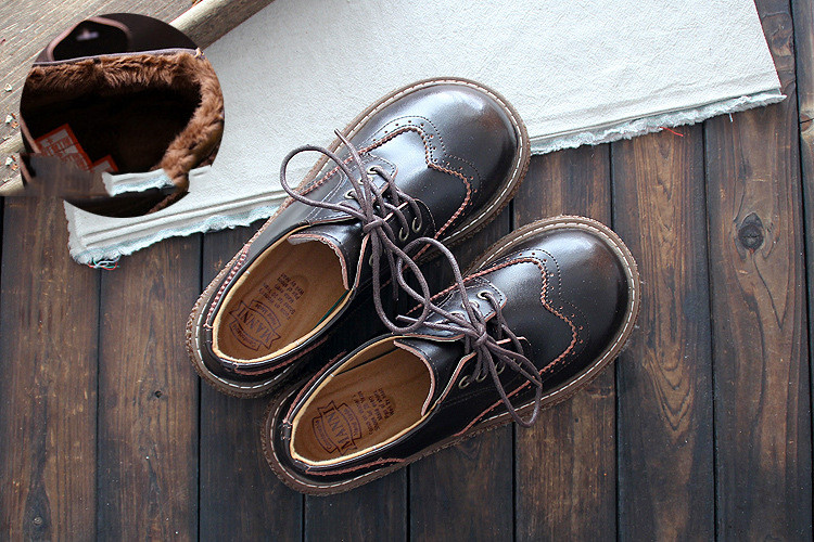 Literary Retro Small Leather  Women's Shoes