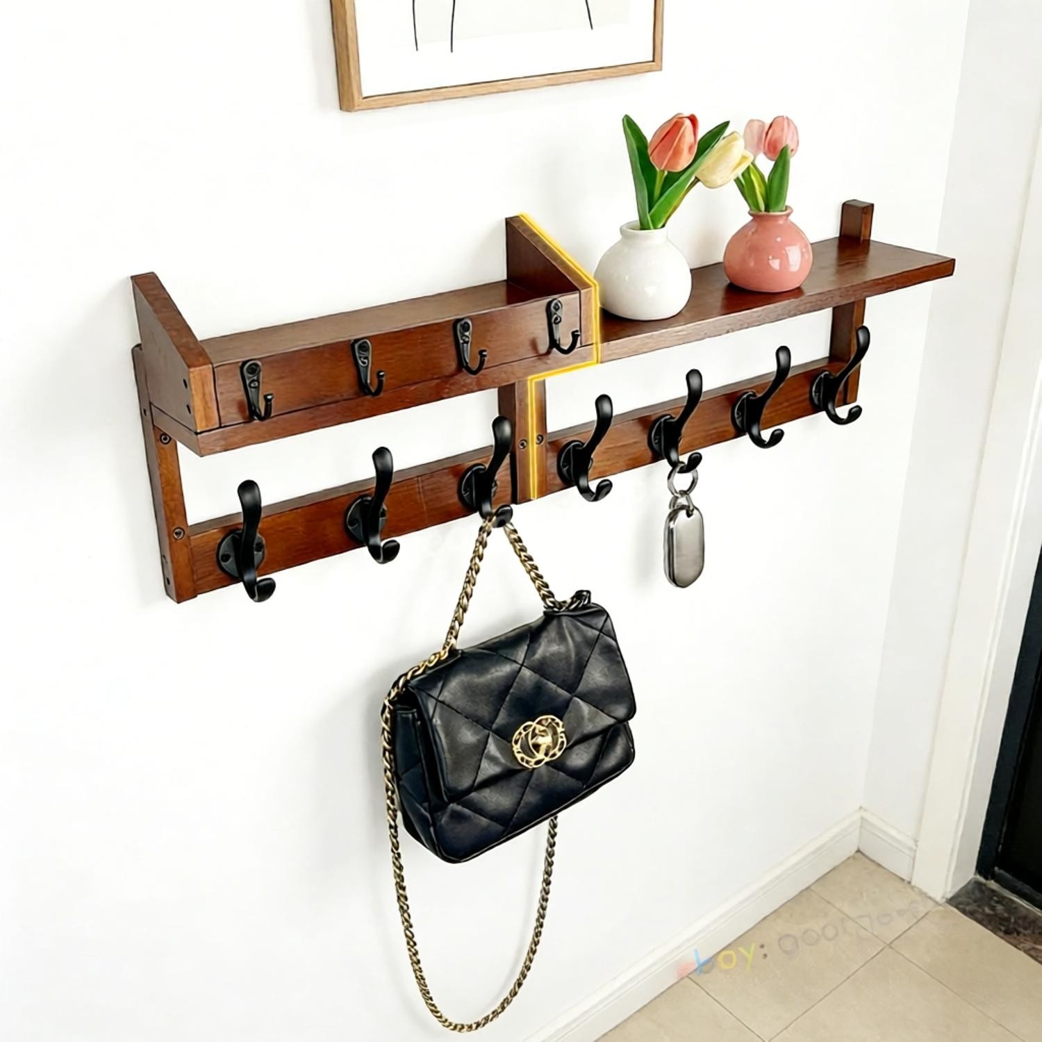 Coat Hooks Wall Mounted With Shelf Key Holder Mail 11 70cm Rack — image 7