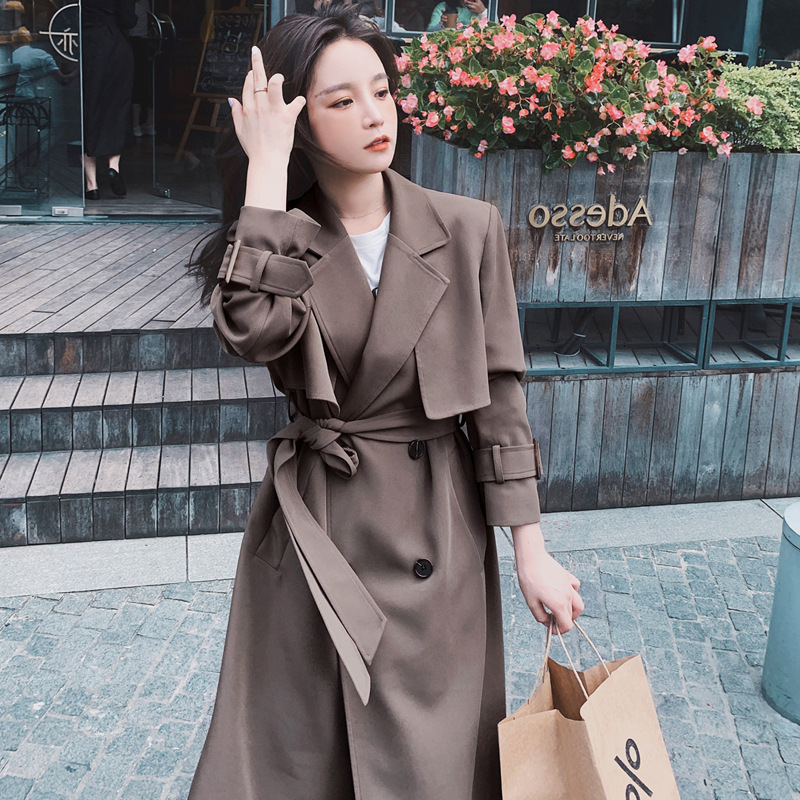 Women's Windbreaker Mid-length Over-the-knee Casual Coat Jacket