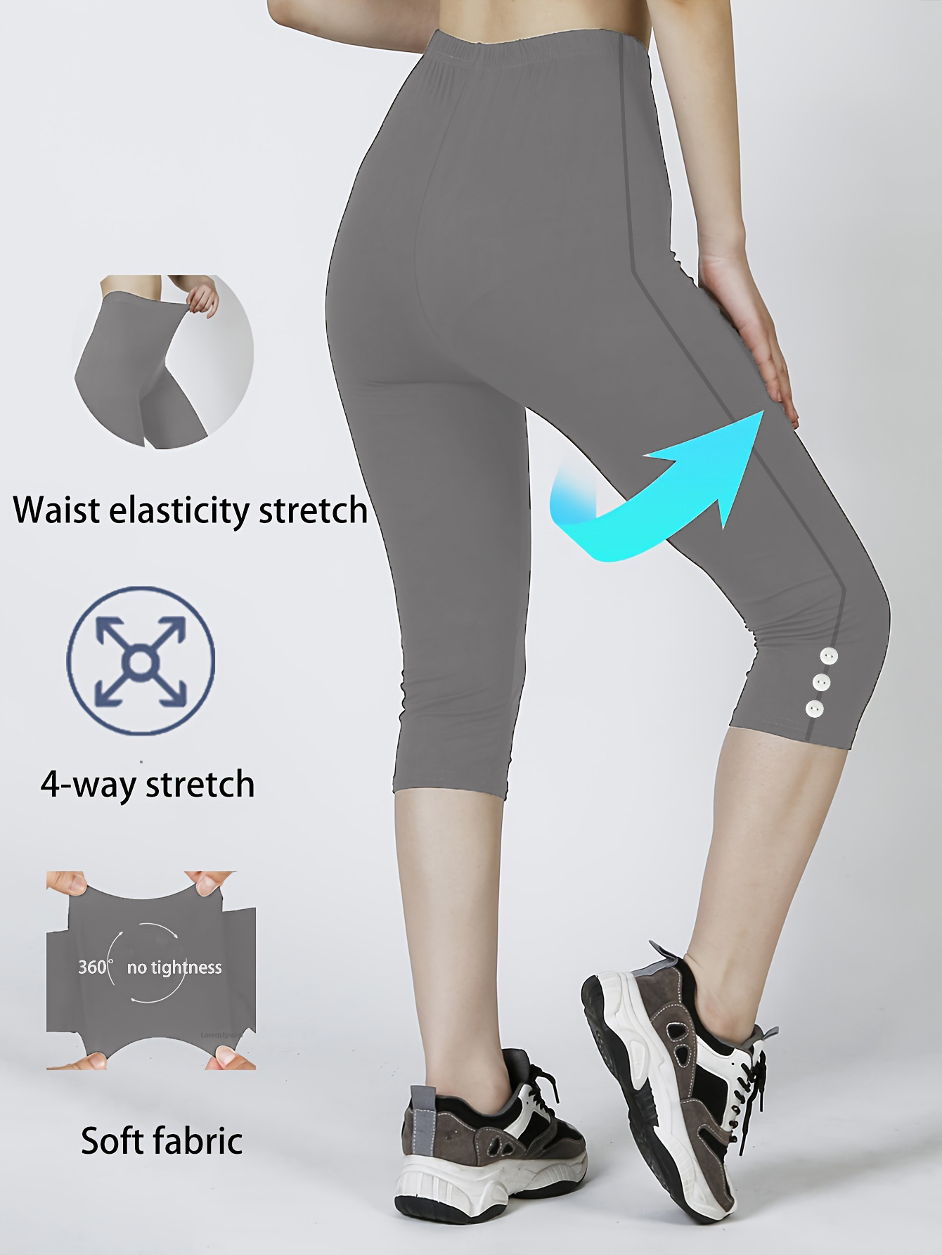 Women High Waisted Capri Leggings, Buttery Soft Yoga Pants, 4-Way Stretch Workout Athletic Cropped Pants For Daily Gym Fitness 3