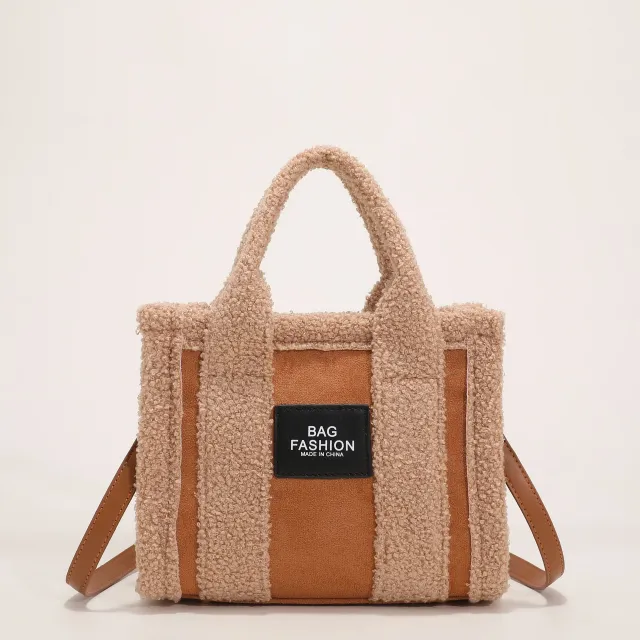 Women's Fashion Lambswool Clash Of Colors Handbag Shoulder Crossbody Bag Brown - Shop at LoveMi