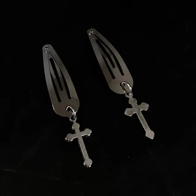 Silver Metal Edge Clip Cross Love Flower Chain Hairpin Crossb - Shop at LoveMi